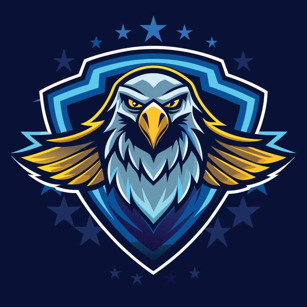 Majestic Eagle Silhouette Emblazoned with Night Sky Gradient in Format vector
