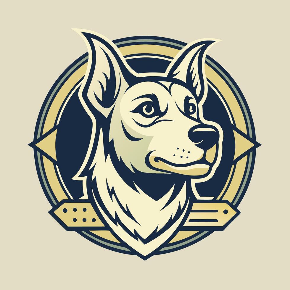 Vintage Hand Drawn Dog Head Pet Emblem Logo Design vector