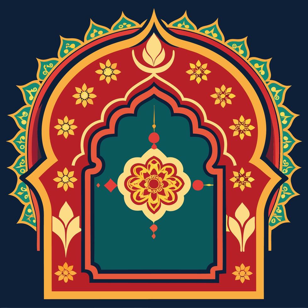 Ornate Mughal Inspired Islamic Frame for Wedding Invitation or Decor vector