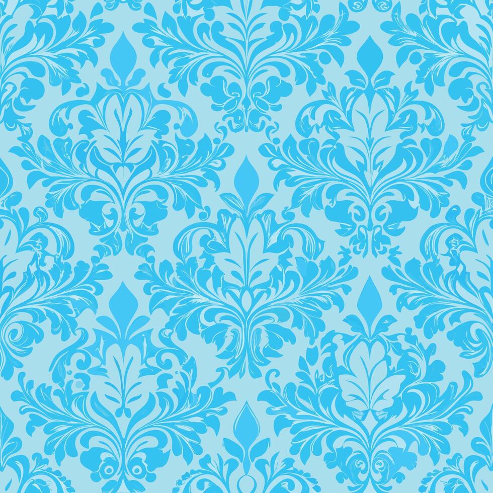 Light Blue Seamless Damask Background in Stunning Detail vector