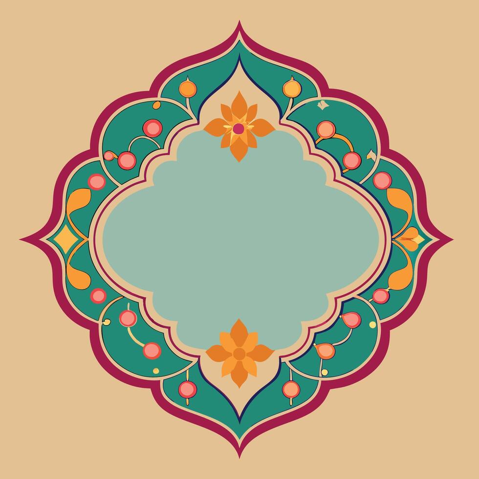 Intricate Mughal Decorative Pattern Frame Illustration for Interior Design vector