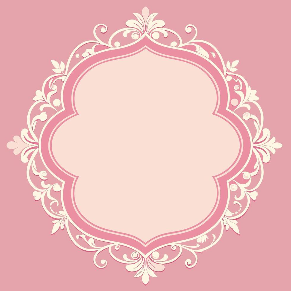 Shabby Chic Pale Pink Wash Decorative Vintage Frame with Intricate Detailing vector