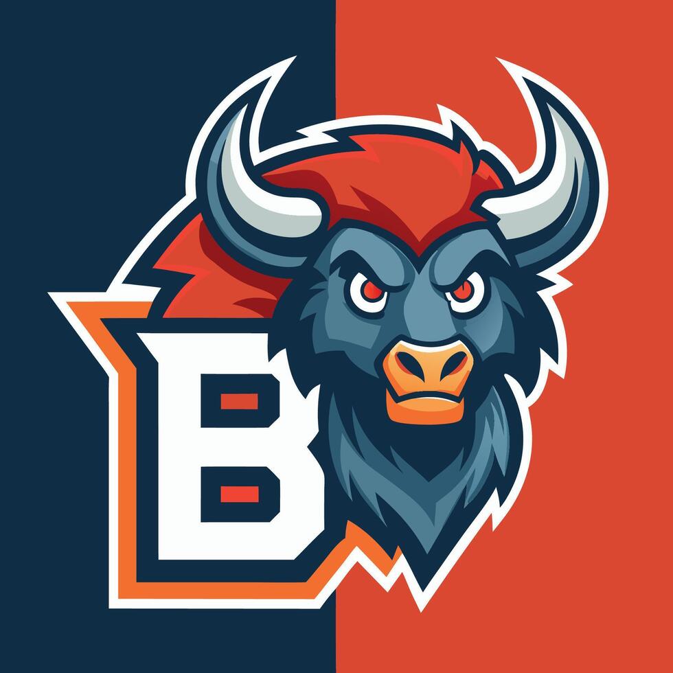 Template for a Bison Buffalo Letter B Logo Design vector
