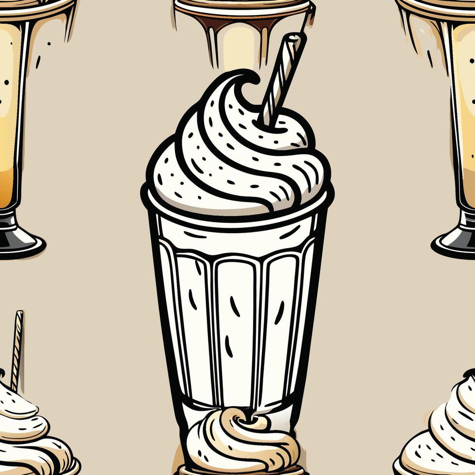 Delectable Milkshake with Creamy Topping and Colorful Straw vector