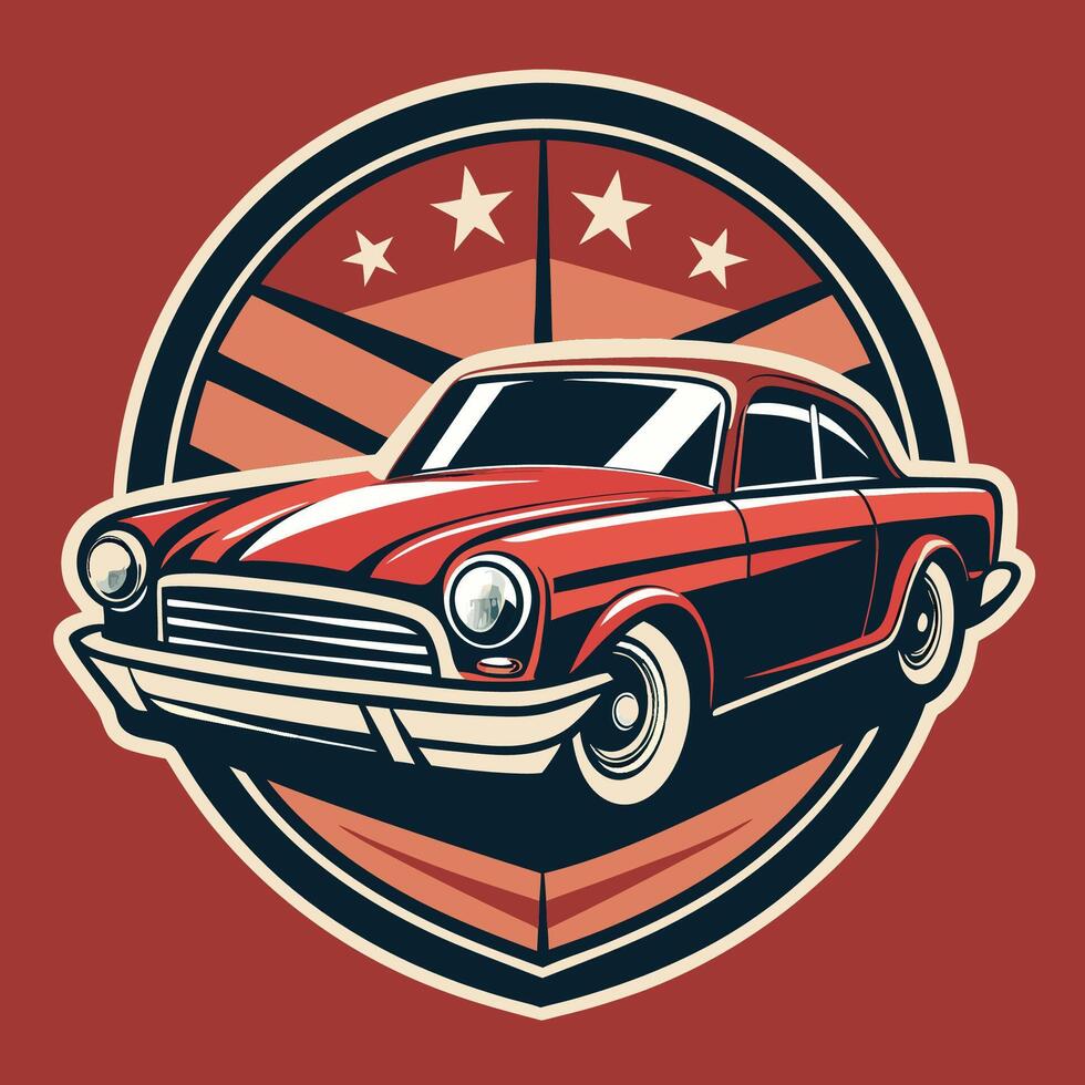 Nostalgic Illustration of a Vintage Classic Car with Solid Coloring vector