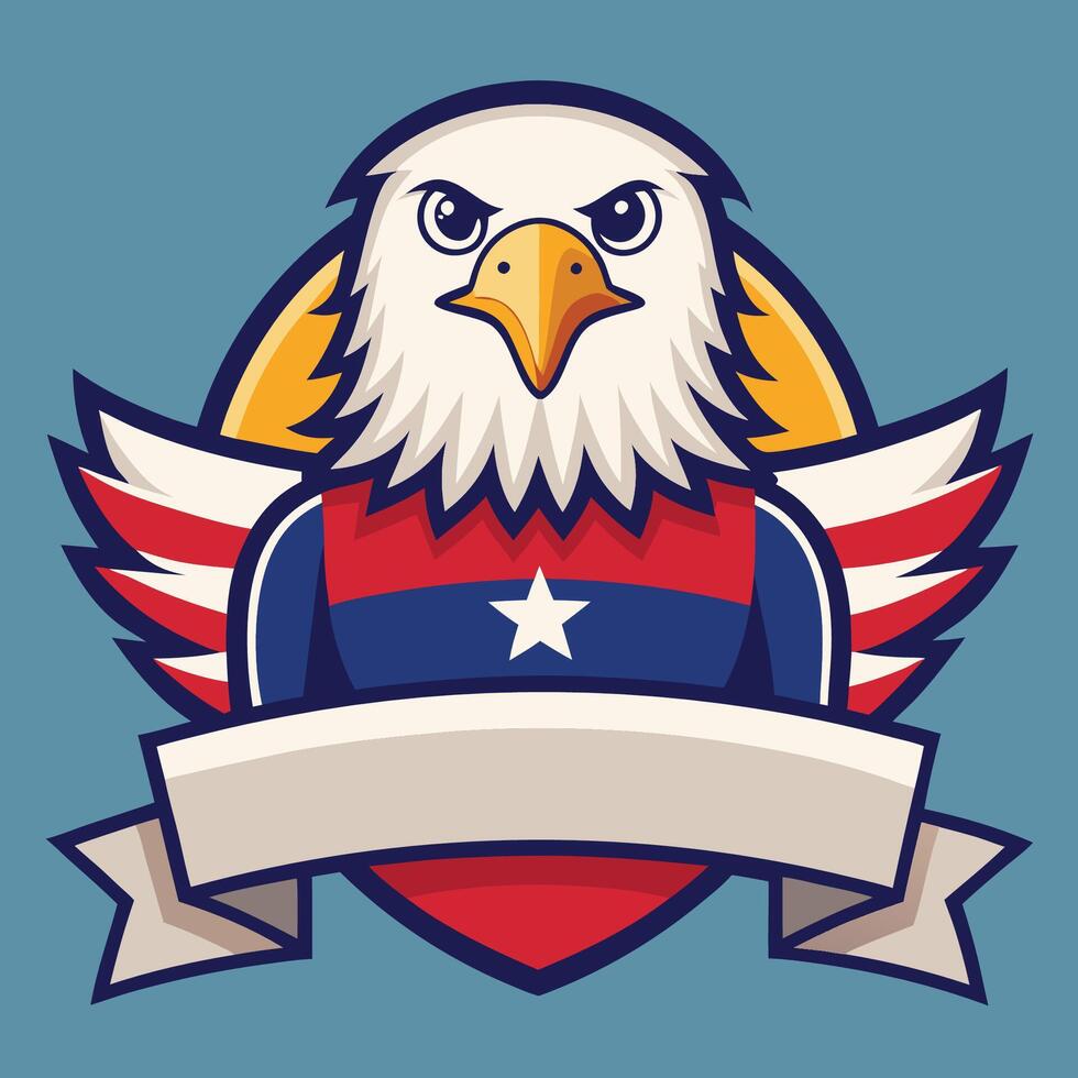 Majestic American Bald Eagle Grips Blank Banner for Custom Text vector
