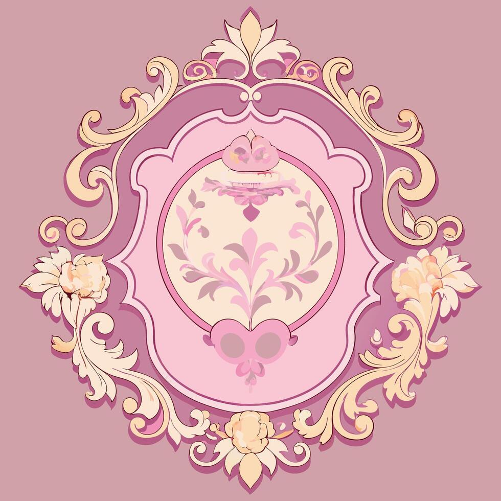 Vintage Pastel Pink Floral Artwork Inspired by Baroque Rococo and Victorian Styles vector