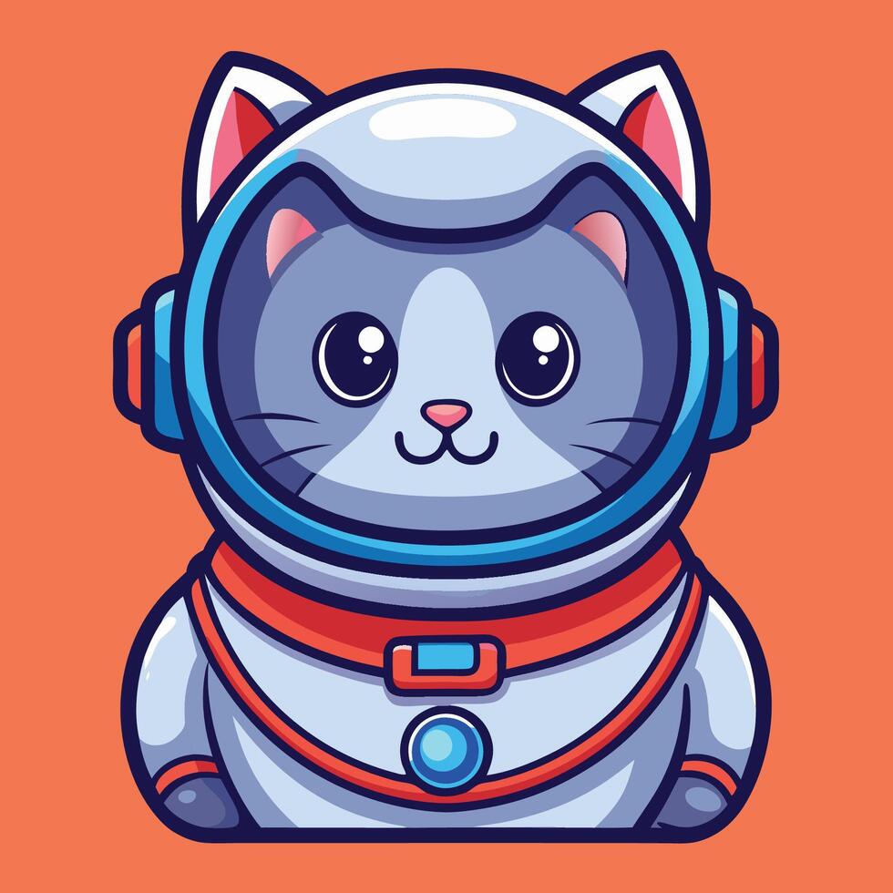 Astro Cat Embarks on Cosmic Adventure in Vibrant Space Suit vector