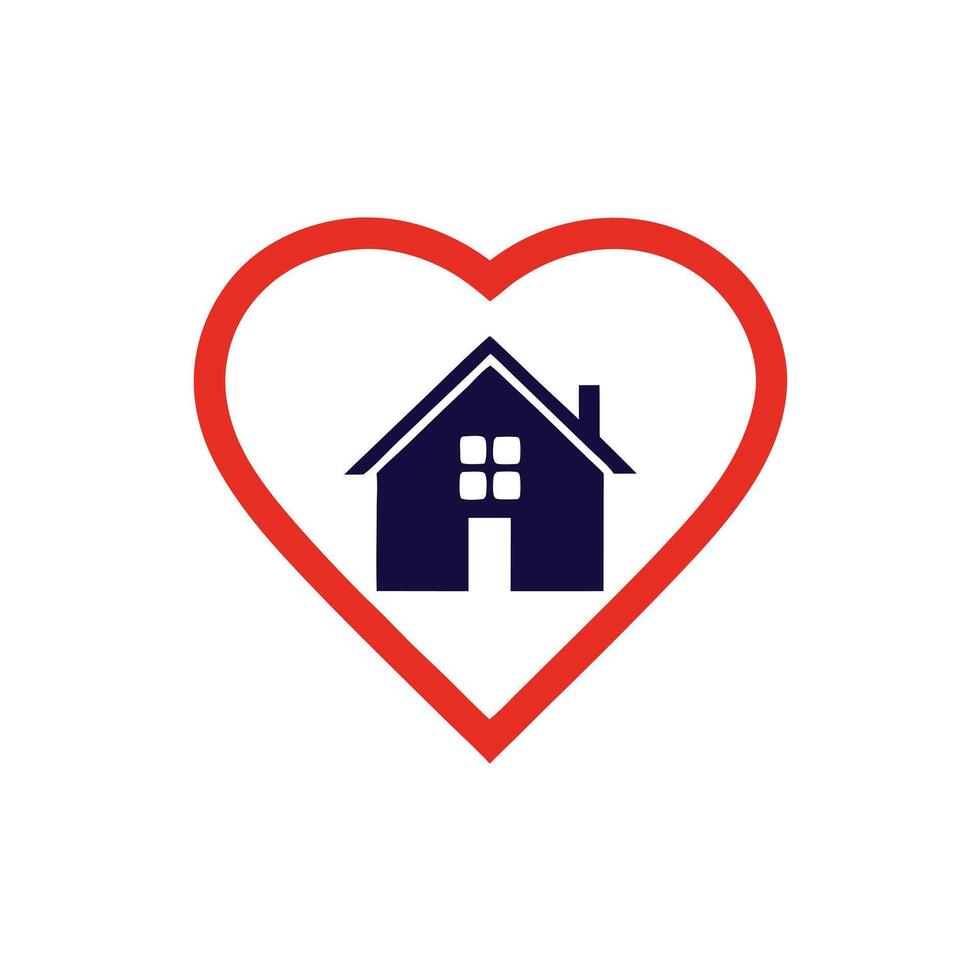 home and heart logo on white background full editable vector
