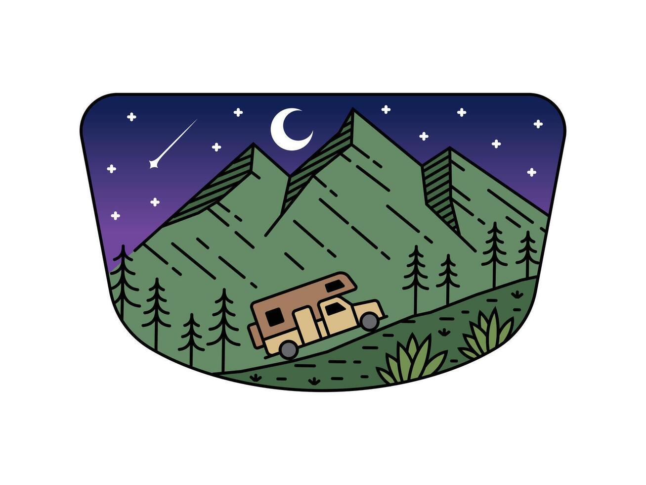 natural night scenery in the frame illustration vector