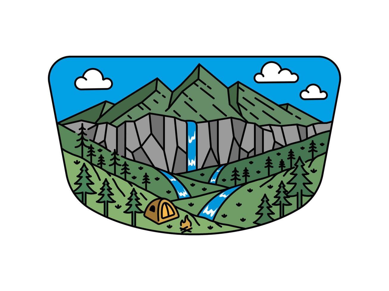 camp in the mountain in the frame illustrationountain vector