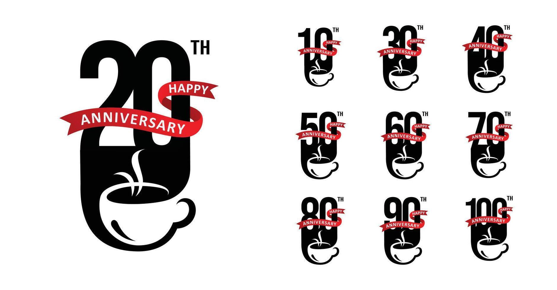 Set of anniversary coffee number vector