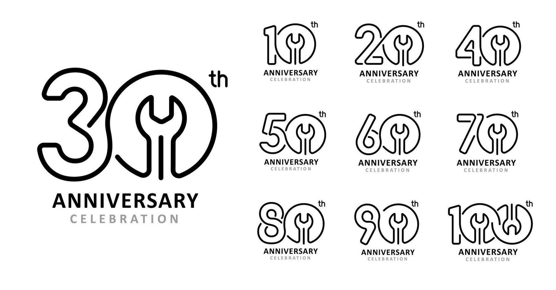 Set of anniversary design mechanic number vector