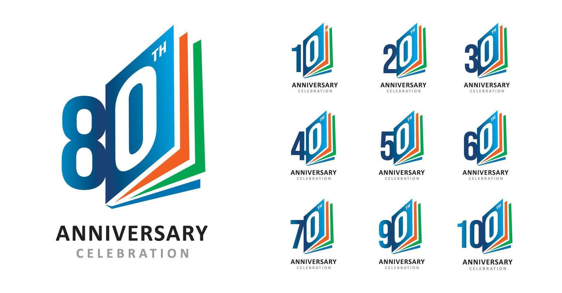 Set of anniversary design paper number vector