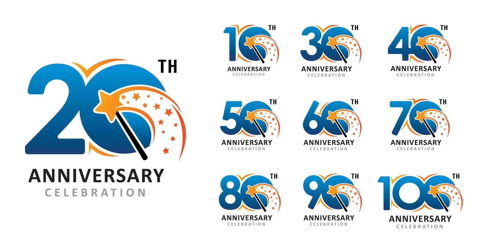 Set of anniversary design star number vector