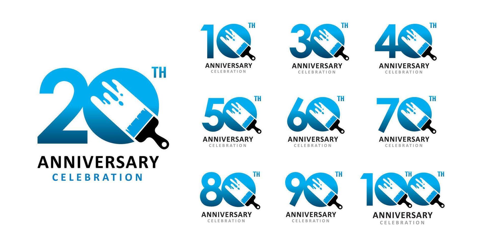 Set of anniversary design paint number vector