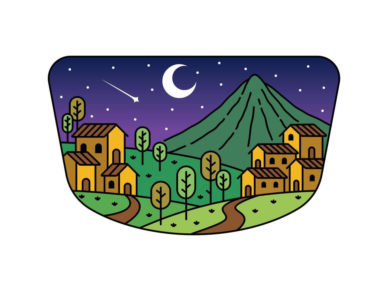 night natural scenery in the frame illustration vector
