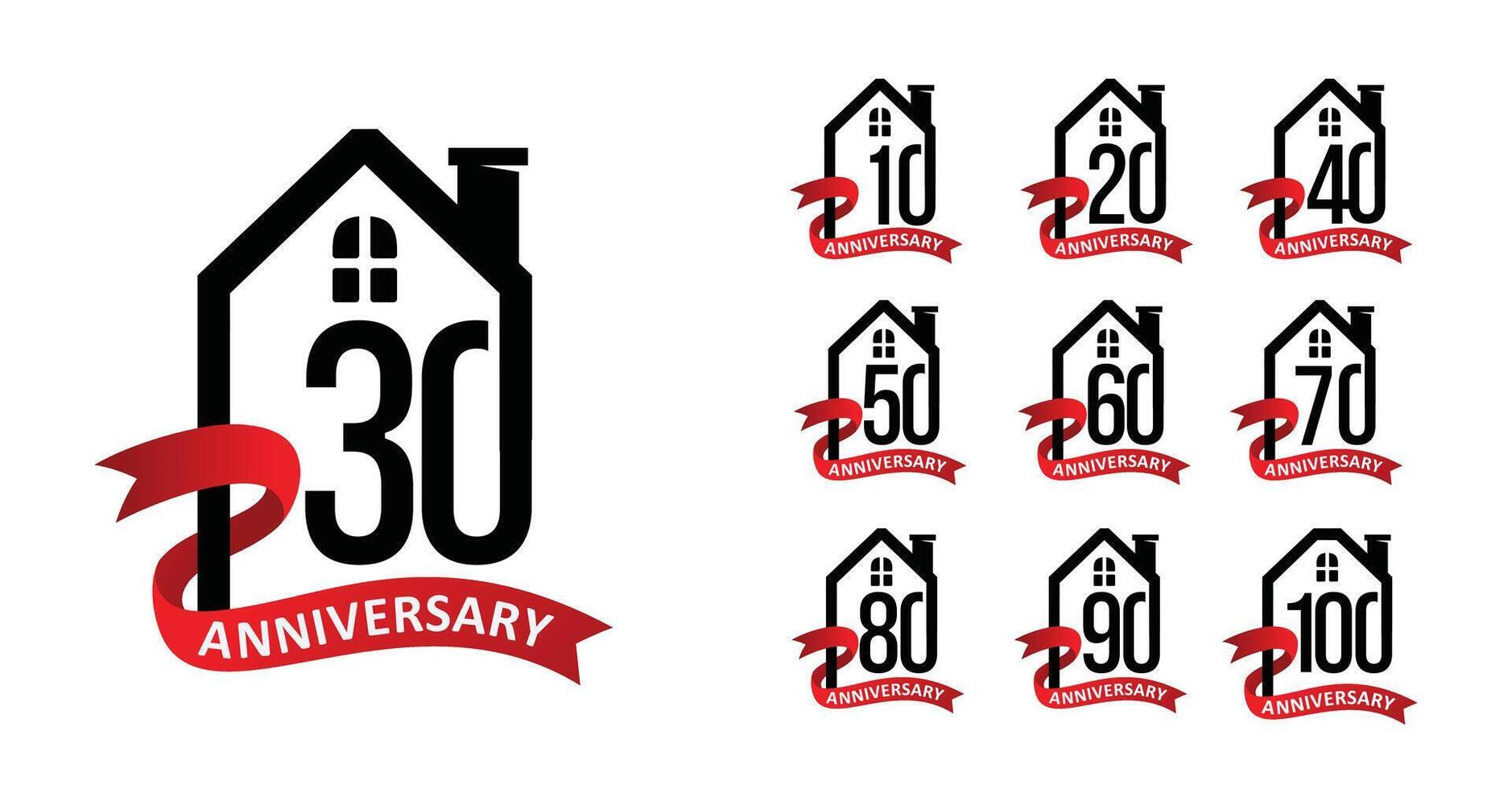 Set of anniversary modern house number vector