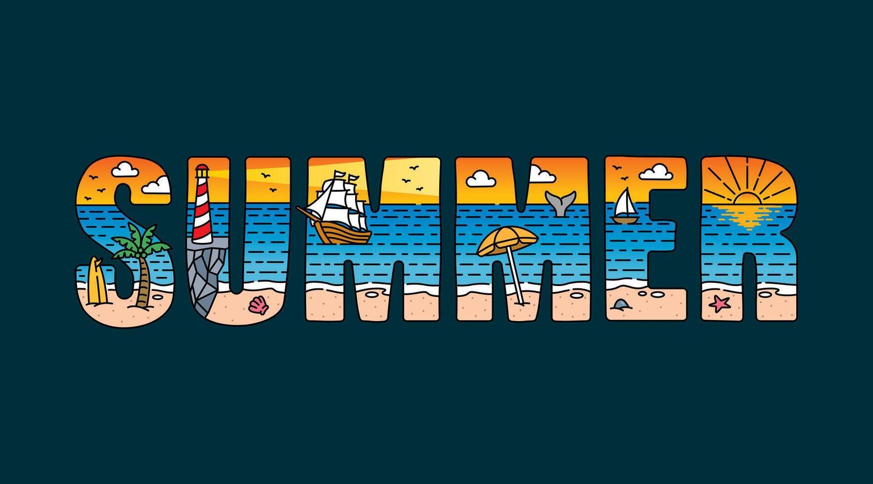 summer typography design, for t-shirt, poster and other uses vector