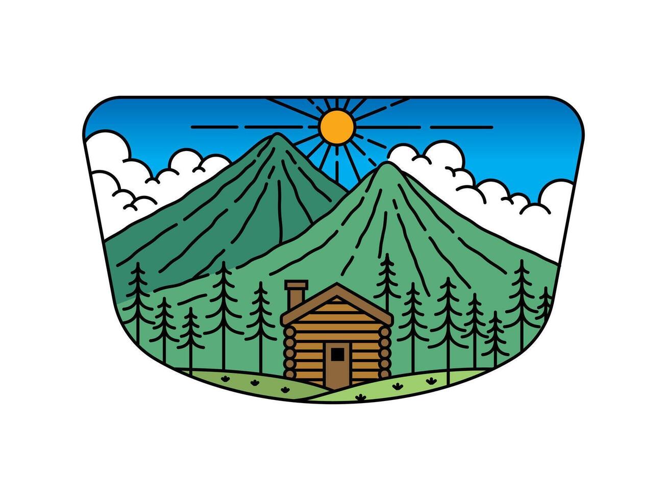 cabin natural scenery in the frame illustration vector