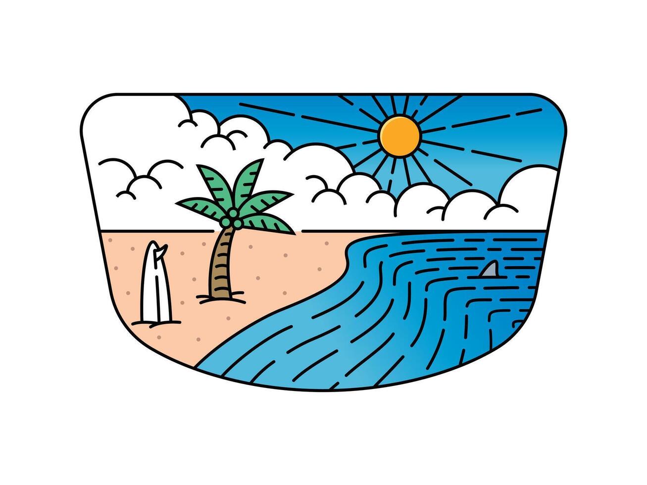 natural scenery beach in the frame illustration vector