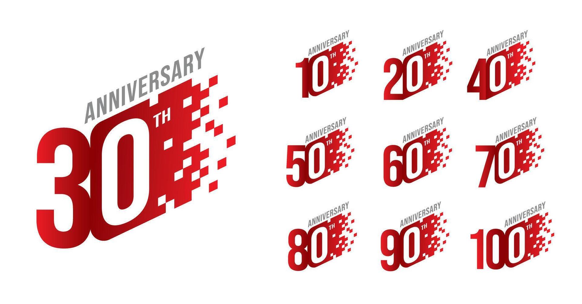 Set of anniversary design modern pixel number vector