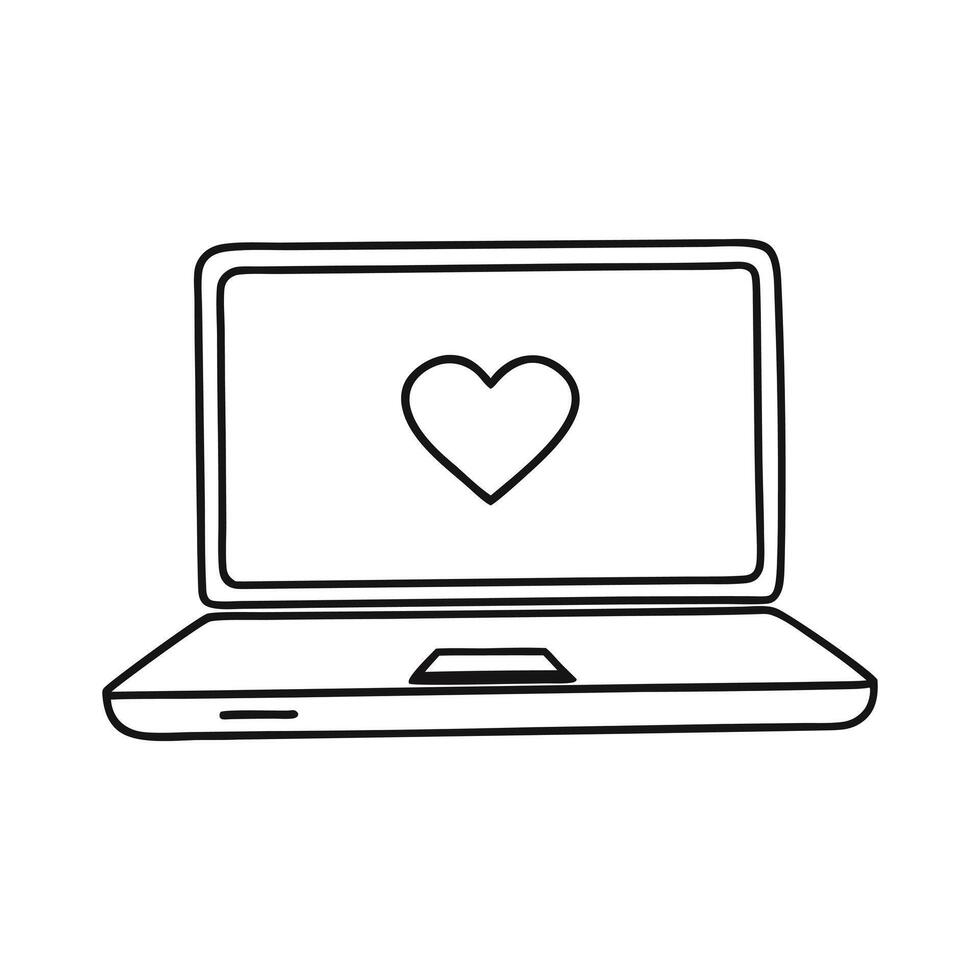 A black silhouette laptop illustration. vector