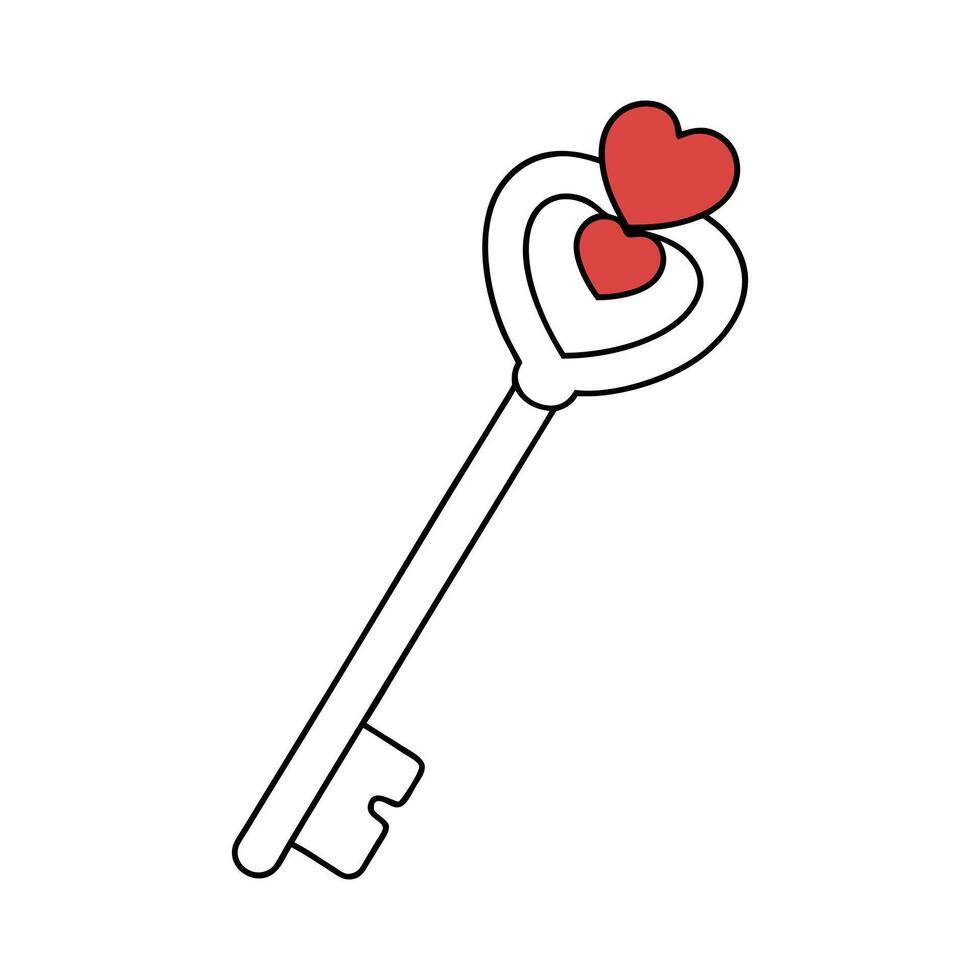 Key with a hear illustration. vector