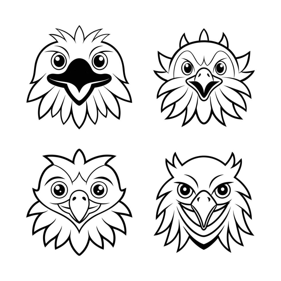 Cute Cartoon Bird Faces Expressive and Whimsical Designs vector