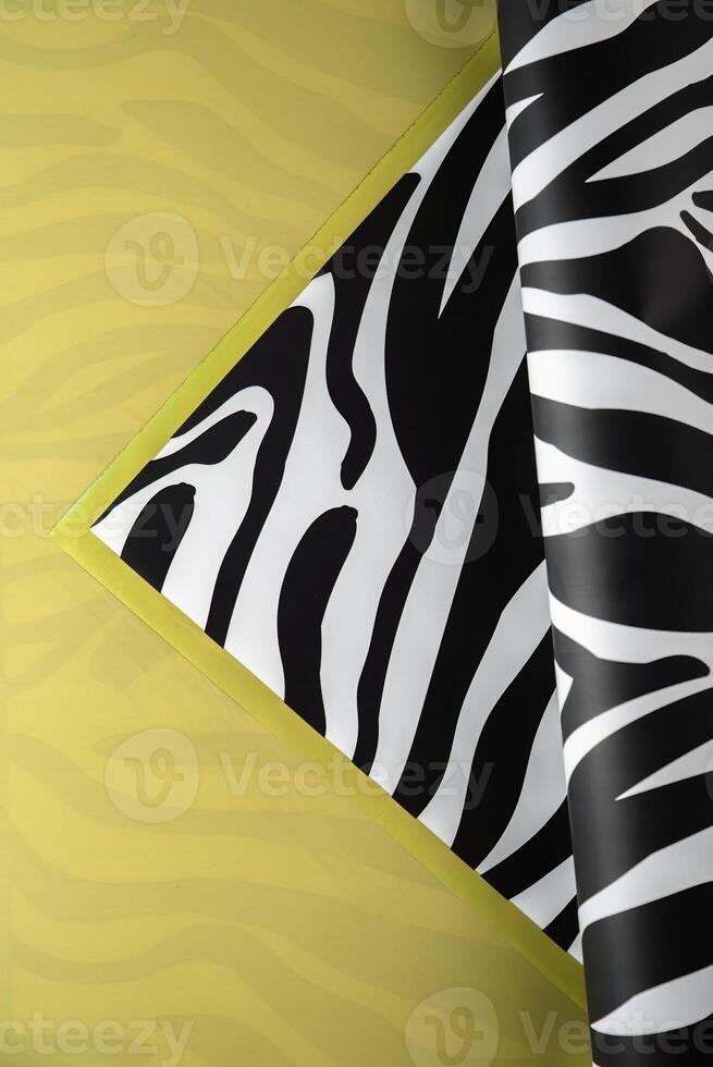 wrapping paper for flowers bouquets in two colors green and zebra pattern photo