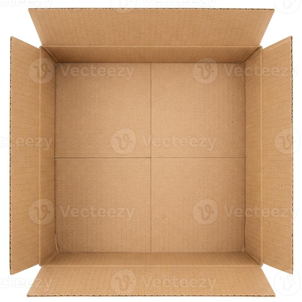 An empty cardboard box on a white background photo
