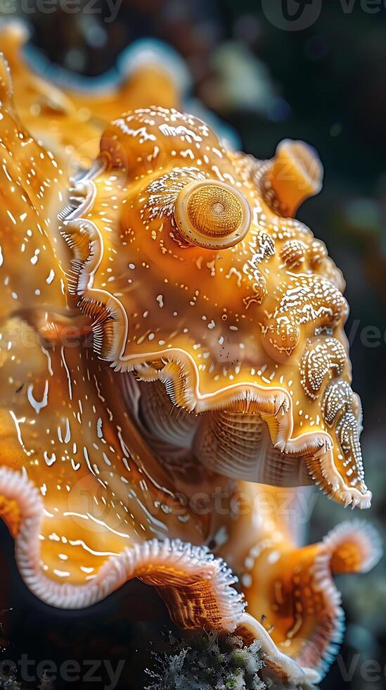 A close up of a yellow and white octopus photo