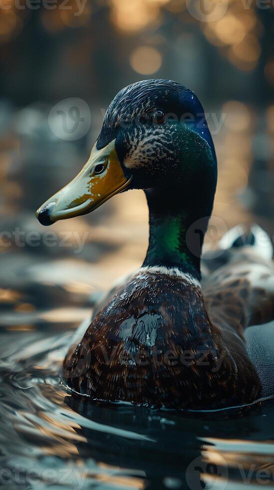 A duck swimming in the water photo