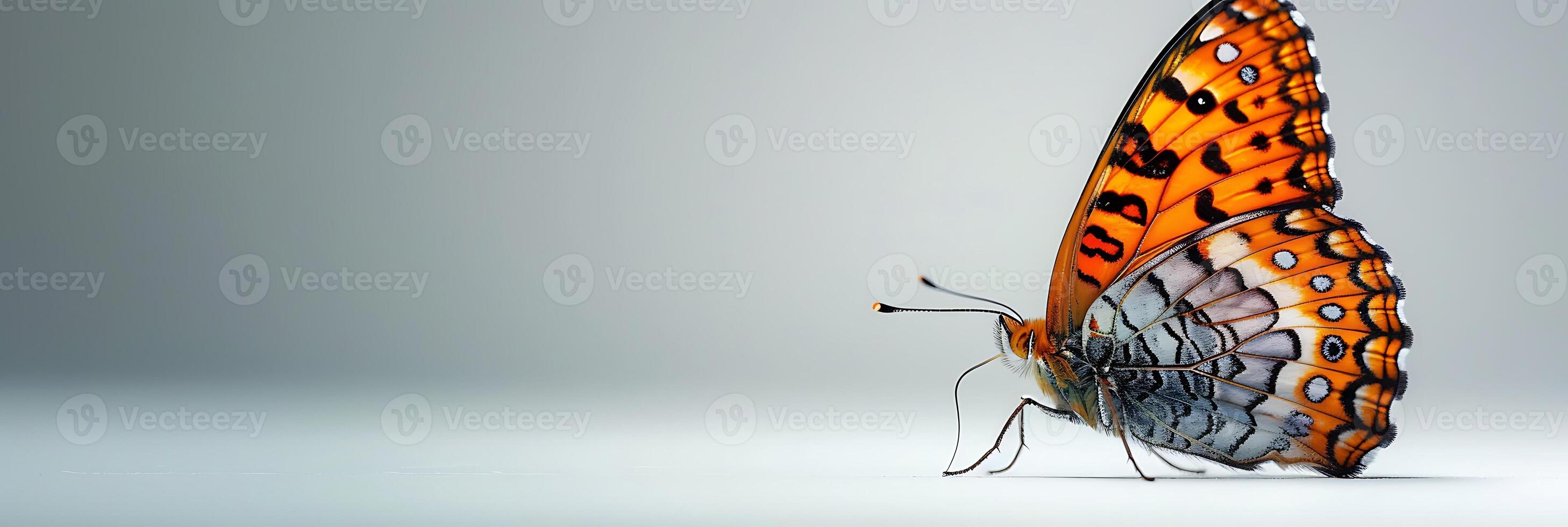 A butterfly with orange and black spots on it photo