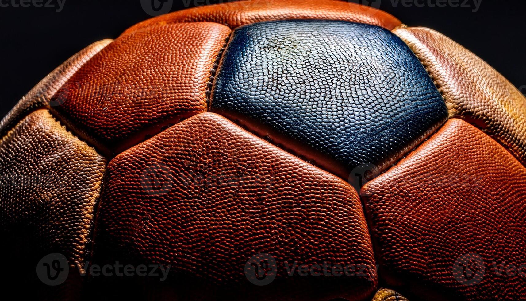 Vintage Soccer Ball With Intricate Texture Captured Against a Dark Background photo