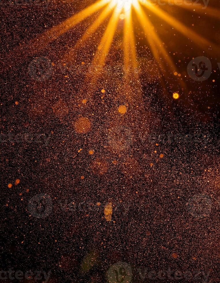 Golden Rays Illuminate Sparkling Dust Particles in a Warm, Glowing Ambiance During Late Afternoon photo