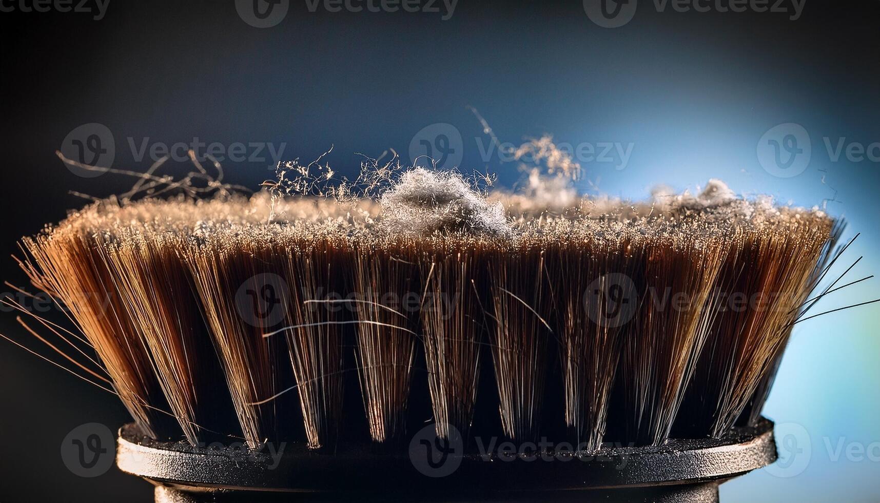 Close-up View of a Dust-Covered Cleaning Brush Highlighting Debris and Grime in Low Light photo