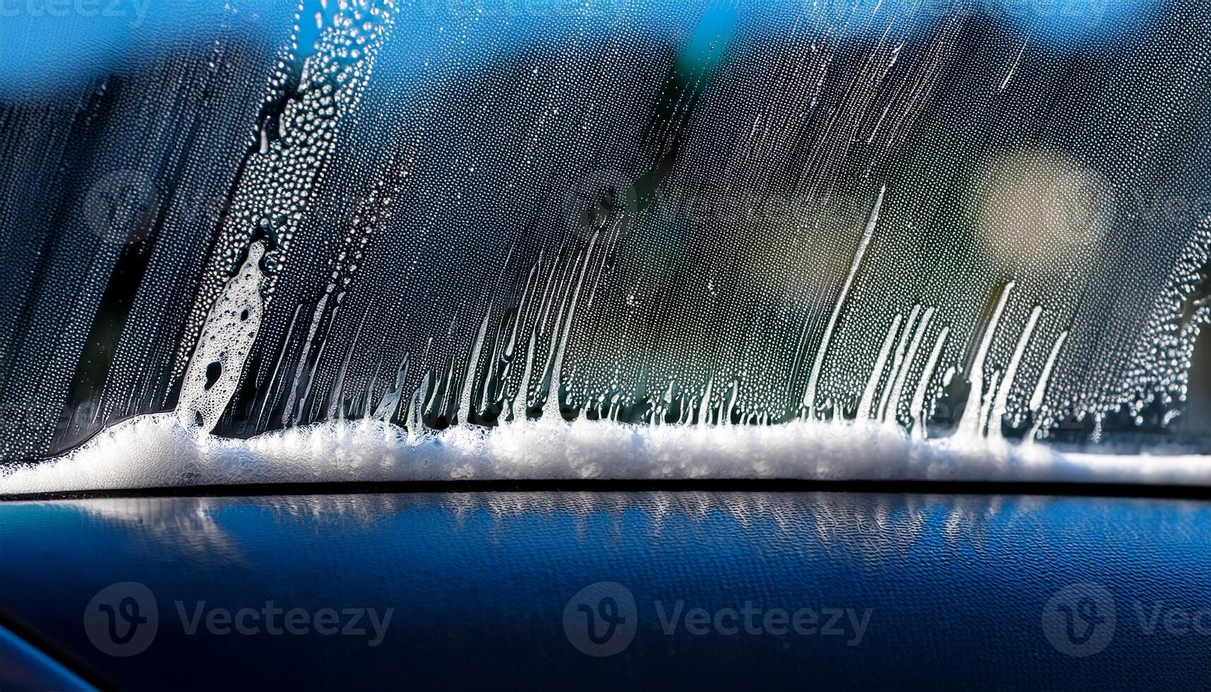 Condensation Forming on a Car Window During a Rainy Day in the City Illustrating Changing Weather Conditions photo