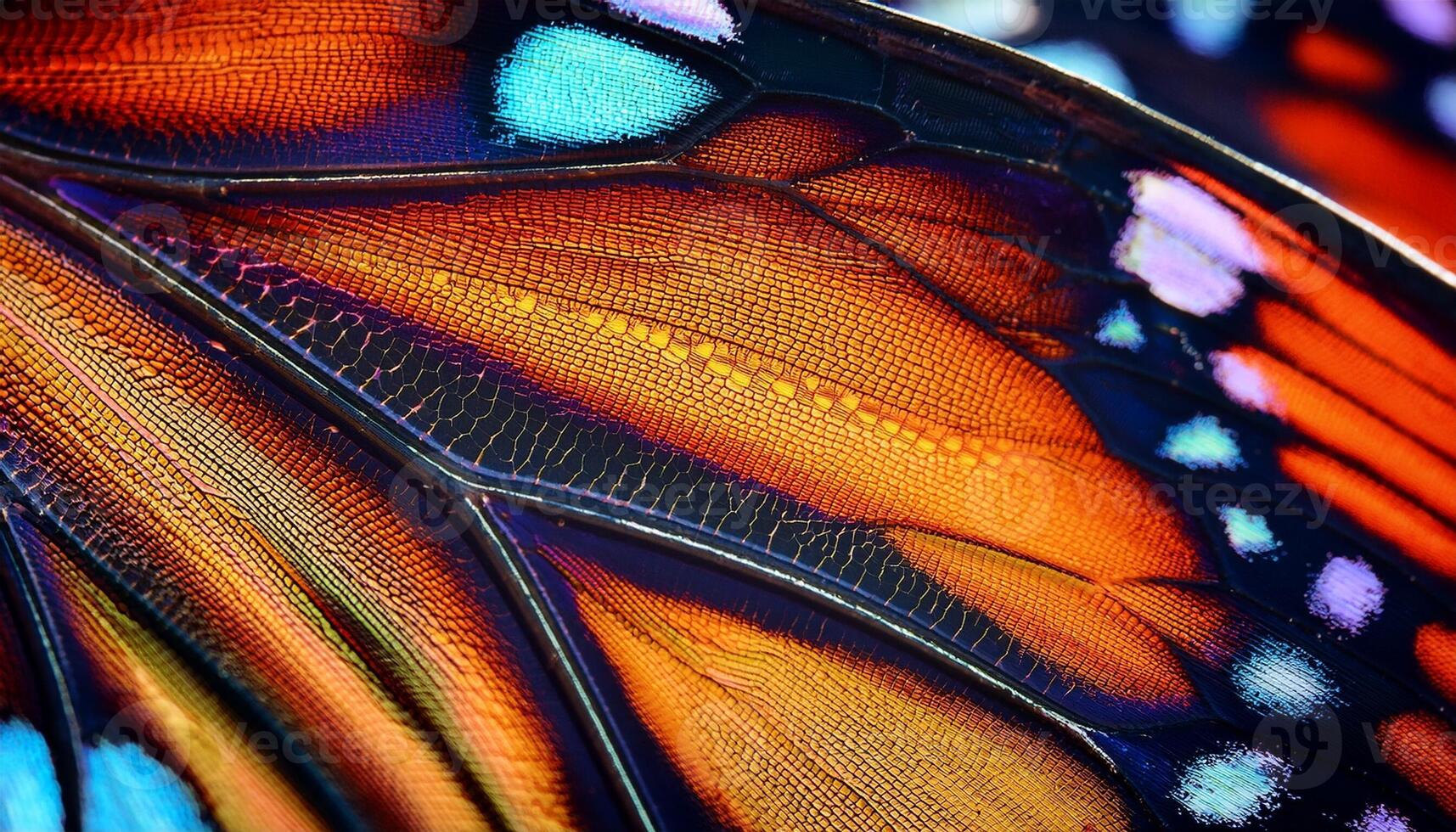 Close-up View of Vibrant Butterfly Wings Showcasing Intricate Patterns and Textures in Natural Coloration photo