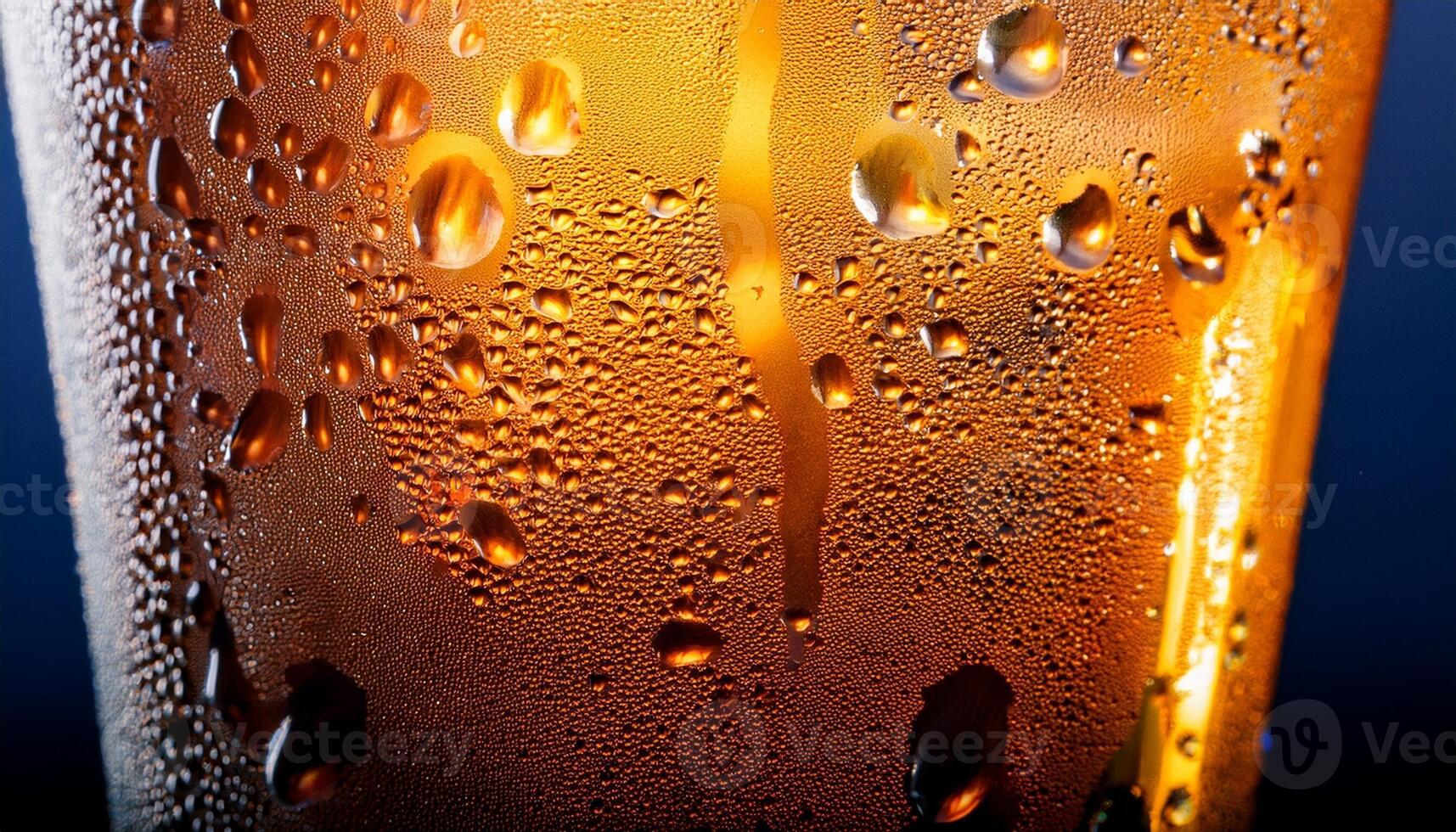 Refreshing Beverage With Condensation in a Glass Illuminated by Warm Light at Dusk photo
