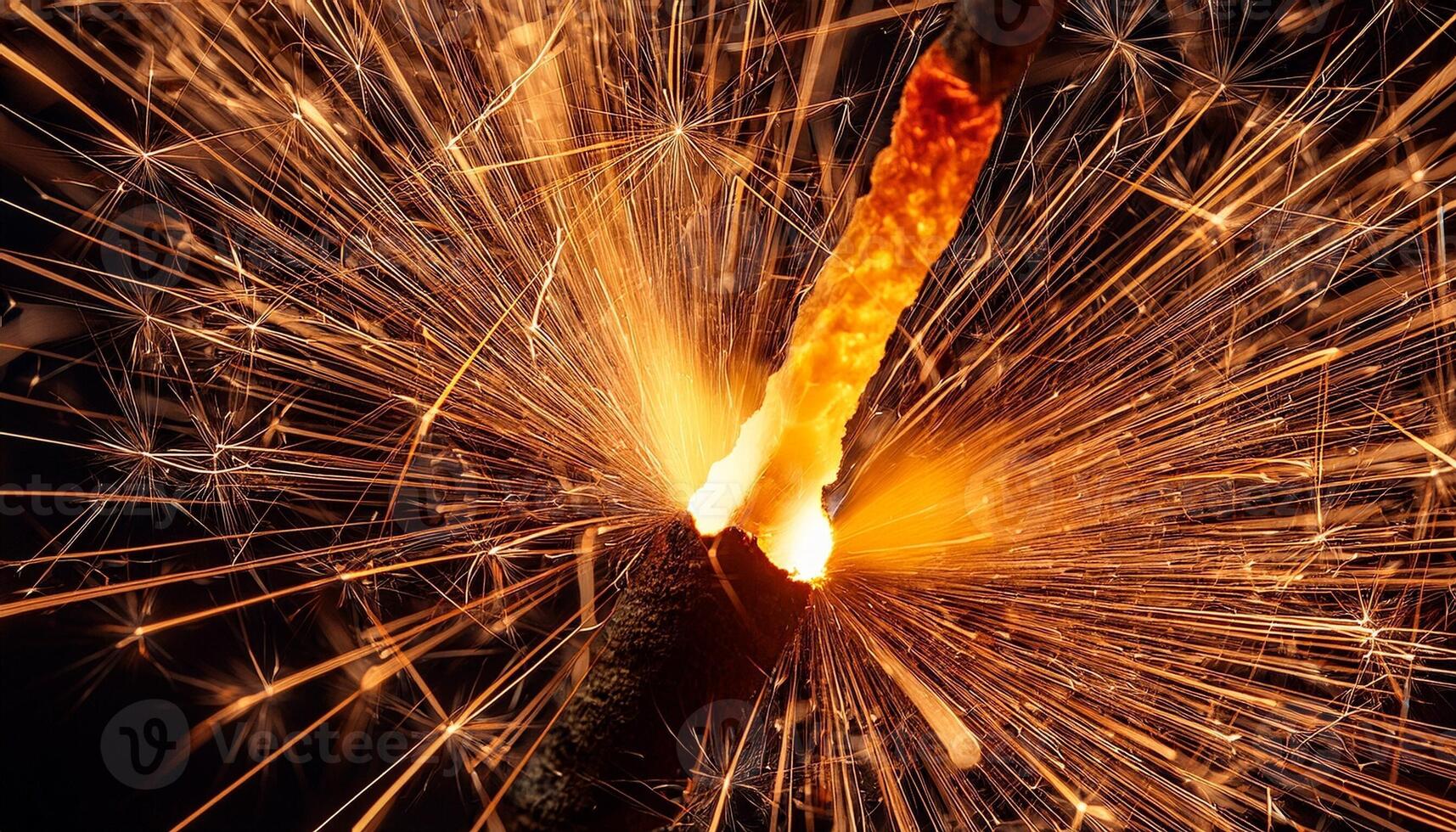 Sparkler Creating Bright Sparks During Nighttime Celebration at Outdoor Event With Friends and Family photo