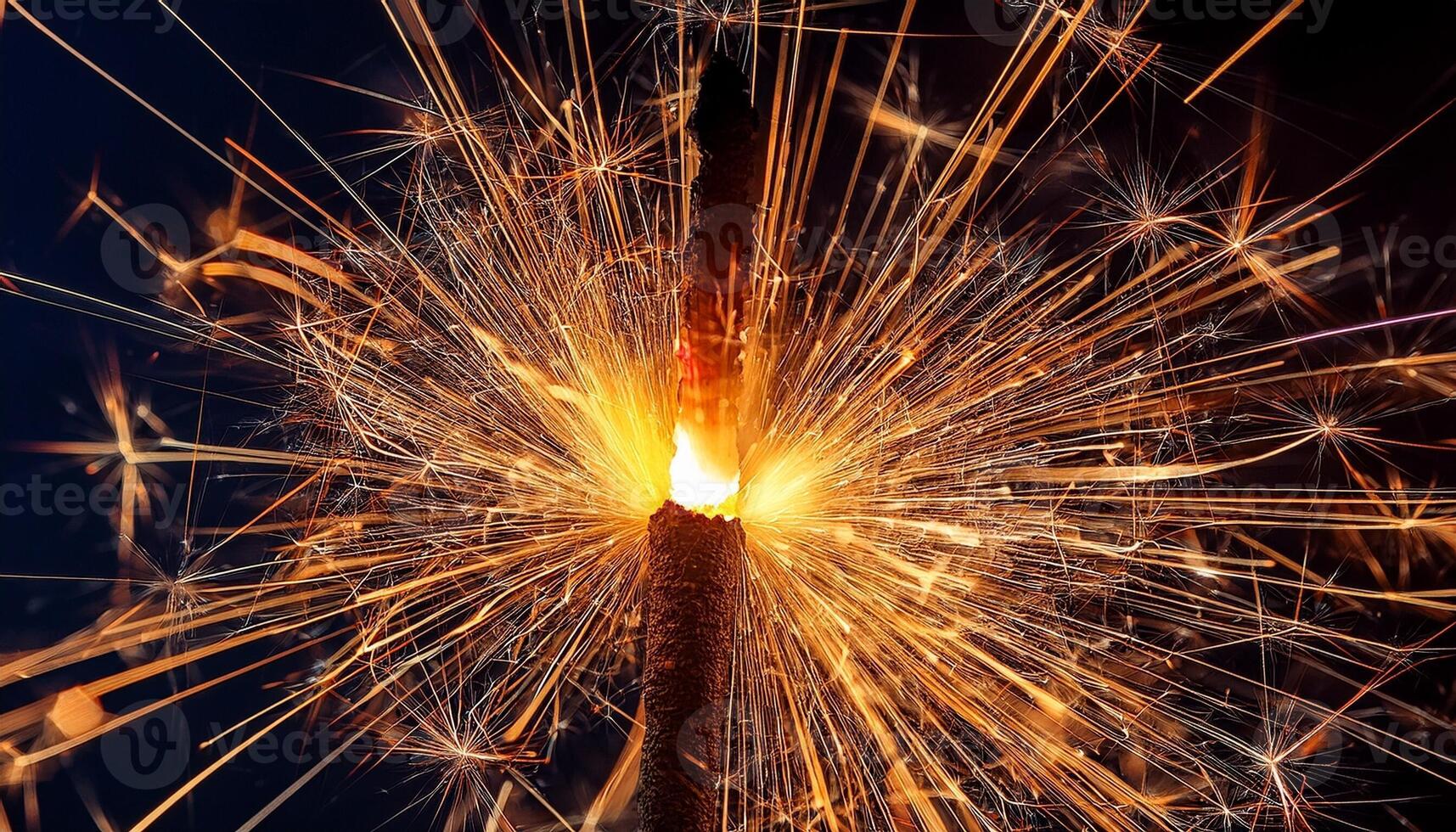Sparkler Creates Dazzling Display of Light During Night Celebration Amidst Dark Sky photo