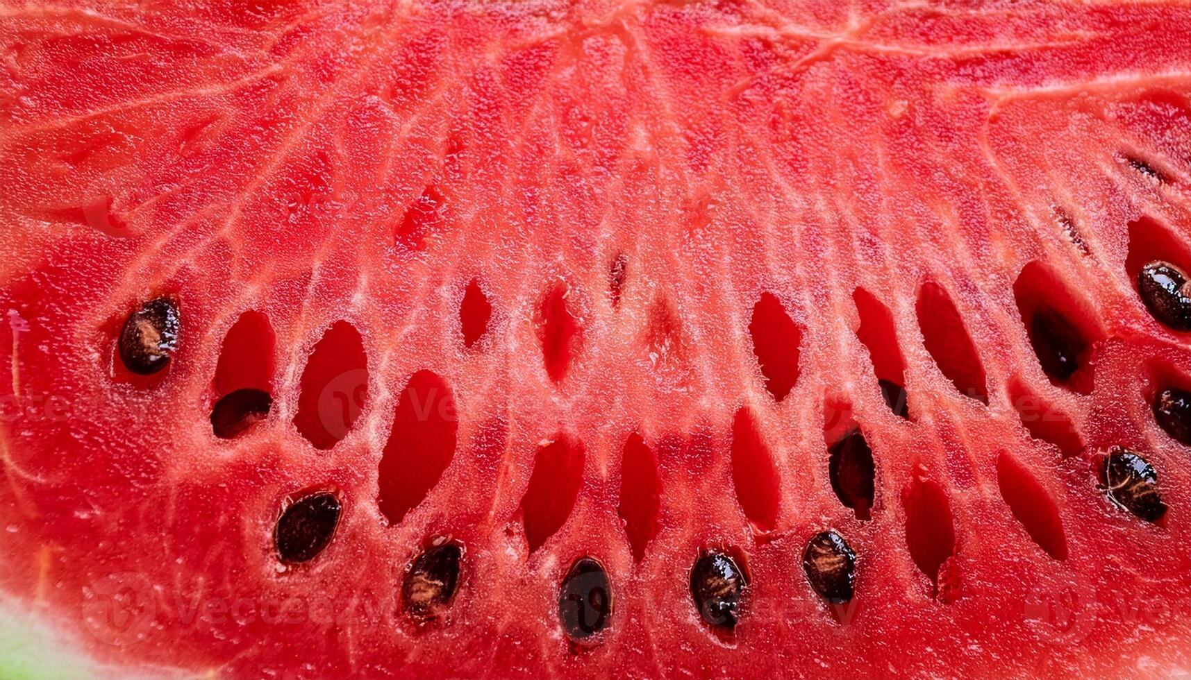 Slices of Juicy Watermelon Showcasing Vibrant Red Flesh and Dark Seeds Under Natural Light photo