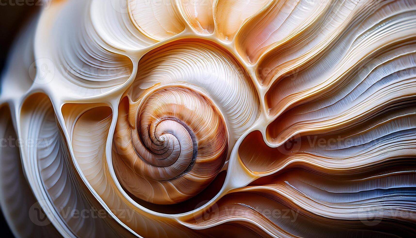 Beautiful Close-Up of a Nautilus Shell Showcasing Intricate Patterns and Natural Colors in Soft Lighting photo