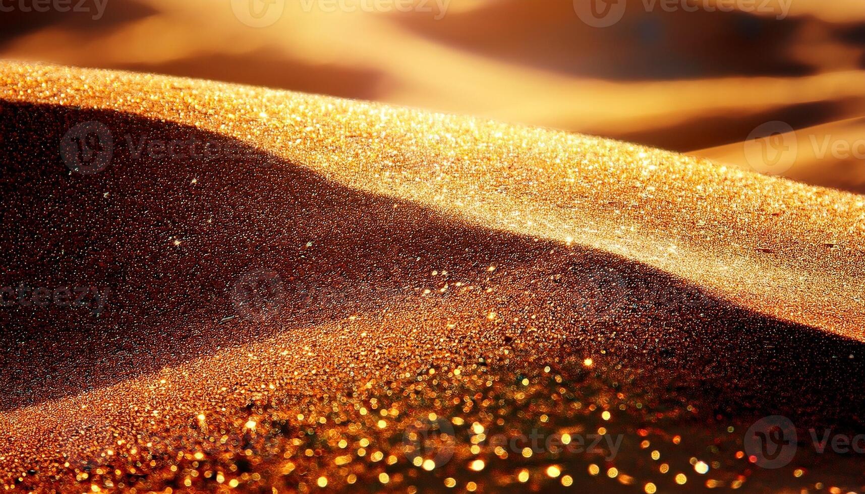 Golden Sands Gleam Under the Warm Sun in a Serene Desert Landscape at Sunset photo