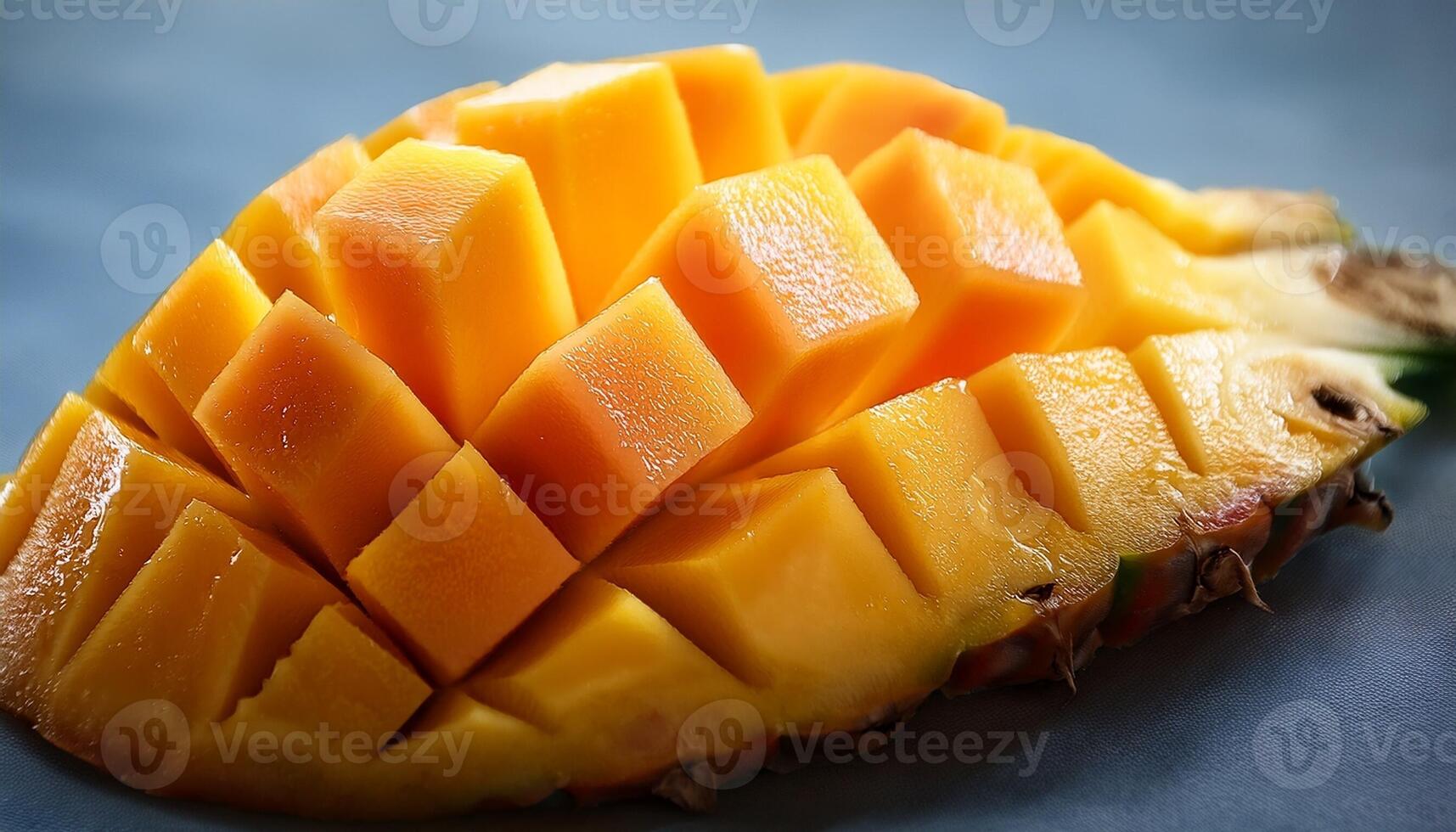 Freshly Cut Pineapple Showcasing Vibrant Yellow Cubes Arranged in a Symmetrical Pattern Ready to Be Enjoyed as a Tropical Snack photo