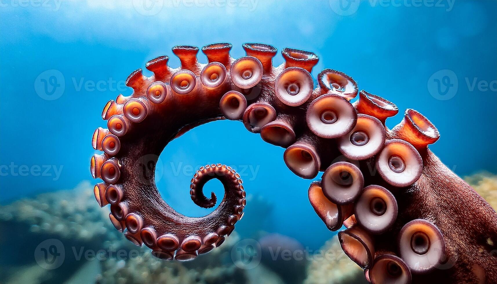 Curved Octopus Tentacle Gracefully Moves Through Vibrant Underwater Environment in Tropical Waters photo