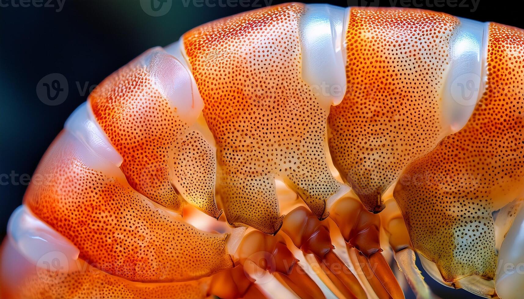 Close-up View of a Shrimp Showcasing Its Intricate Shell Patterns and Vibrant Colors in a Natural Setting photo