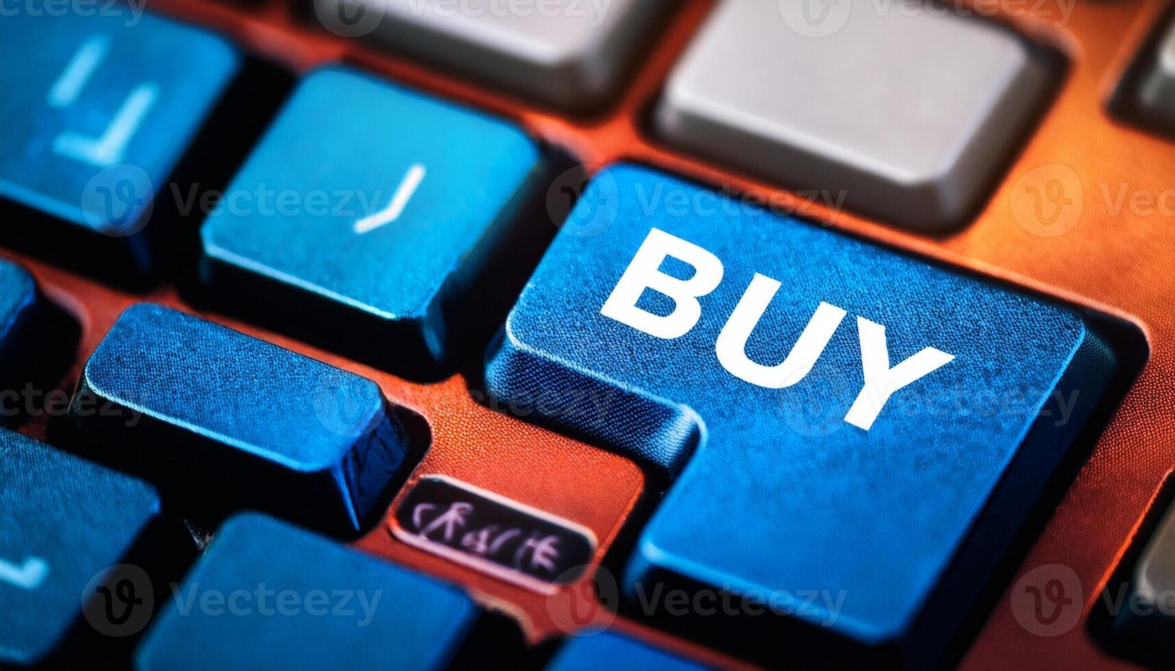 Close-up of Blue Keyboard Key Labeled Buy, Emphasizing Online Shopping and Digital Commerce During a Modern Tech Environment photo