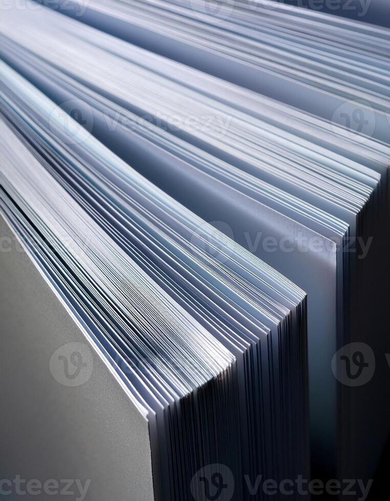 High-quality Paper Sheets Stacked in Neat Arrangement Showcasing Modern Printing Materials photo